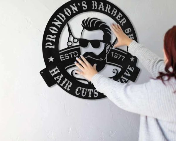 Metal Western Hair Saloon Cowboy Cut Personalized Hair Sign