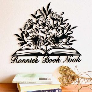 Personalized Book Nook Sign Metal Reading Sign Book Lover Gift 1