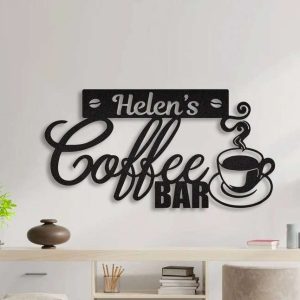 Personalized Coffee Bar Metal Art Coffee Station Sign Coffee Bar Sign