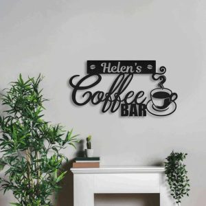 Personalized Coffee Bar Metal Art Coffee Station Sign Coffee Bar Sign 3