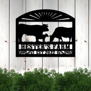 Personalized Cow On A Farm Animal Farmhouse Decoration Cut Metal Sign 4