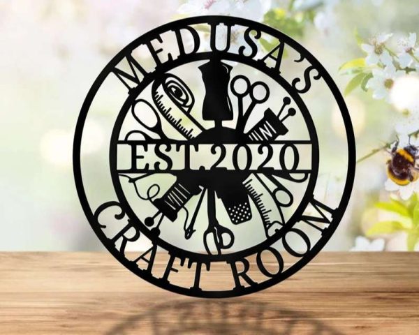 Personalized Craft Room Metal Sign Sewing Room Decor Crafting Sign