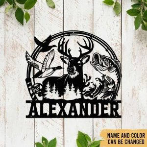 Personalized Deer Fishing Hunting Custom Hunter Name Sign