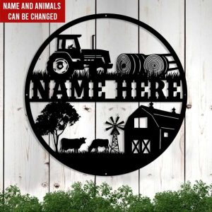 Personalized Farm Scene And Animals Farmhouse Metal Farm Sign 1 1