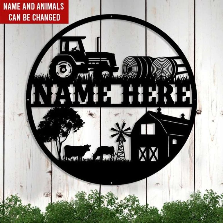 Personalized Farm Scene And Animals Farmhouse Metal Farm Sign - Custom ...