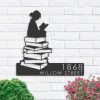 Personalized Girl Reading Book Metal Reading Sign Book Lover Outdoor Decor 1