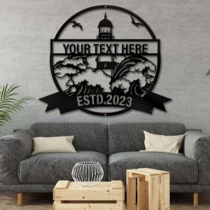 Personalized Lighthouse Sign Nautical Home Decor Outdoor Life Beach House Custom Metal Sign