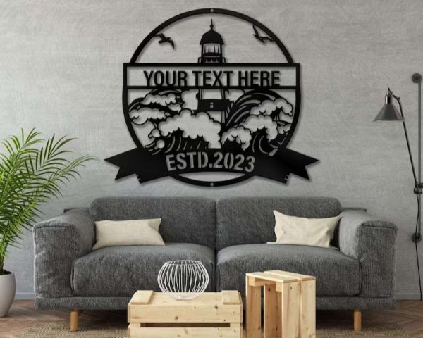 Personalized Lighthouse Sign Nautical Home Decor Outdoor Life Beach House Custom Metal Sign