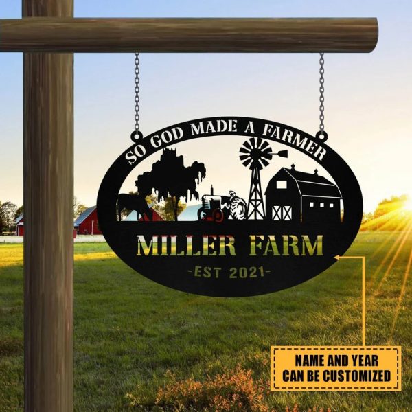 Personalized Metal Farm Sign Barn Tractor Monogram Farmhouse Outdoor Gift For Farmer