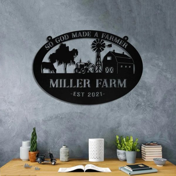 Personalized Metal Farm Sign Barn Tractor Monogram Farmhouse Outdoor Gift For Farmer