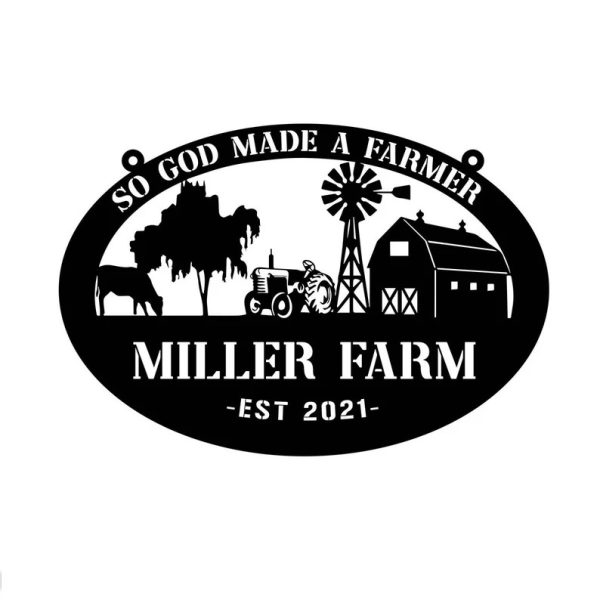 Personalized Metal Farm Sign Barn Tractor Monogram Farmhouse Outdoor Gift For Farmer