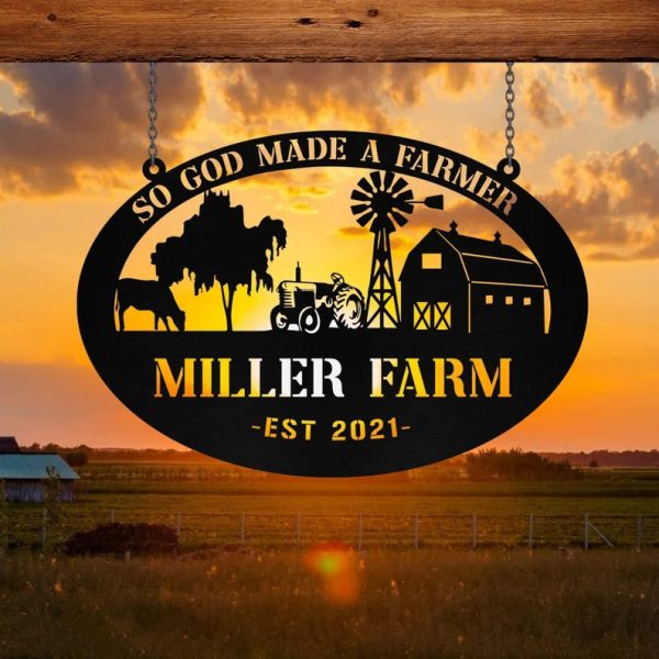 Personalized Metal Farm Sign Barn Tractor Monogram Farmhouse Outdoor Gift For Farmer