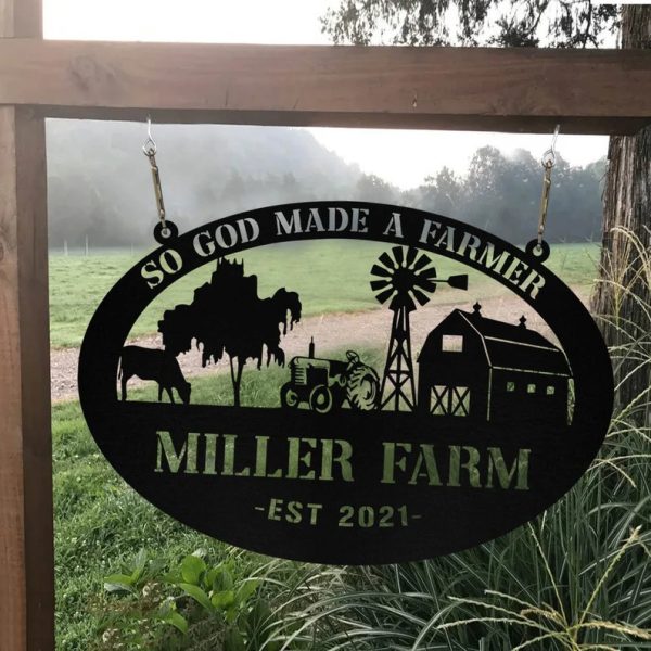 Personalized Metal Farm Sign Barn Tractor Monogram Farmhouse Outdoor Gift For Farmer