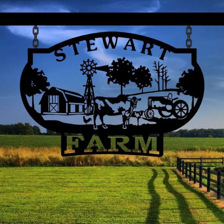 Personalized Metal Farm Sign Outdoor Farm Decor with Chicken, Cow, Barn ...