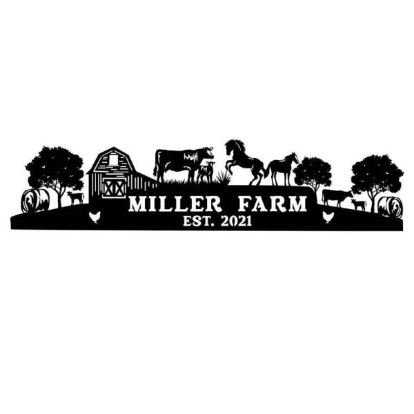 Personalized Metal Farm Sign Farmhouse Decor Cow Horse Chicken Barn Tractor Farmer Gift