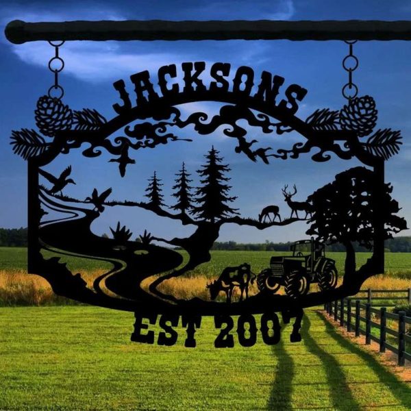 Personalized Metal Farmhouse Welcome Sign – Custom Established Sign with Family Name for Ranch or Farm House Wall Decor