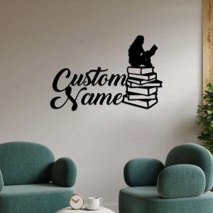 Personalized Metal Girl Reading Book Reading Lover Reading Sign Reading Room Decor 1