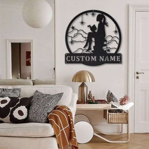 Personalized Reading Girl Reading Sign Book Lover Home Decor