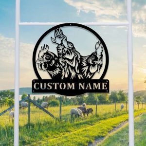 Roosters Sign Chicken Farm Chicken Coop Farmhouse Personalized Metal Sign 1