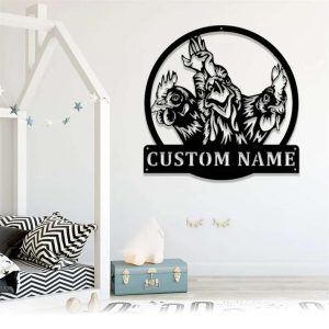 Roosters Sign Chicken Farm Chicken Coop Farmhouse Personalized Metal Sign 4