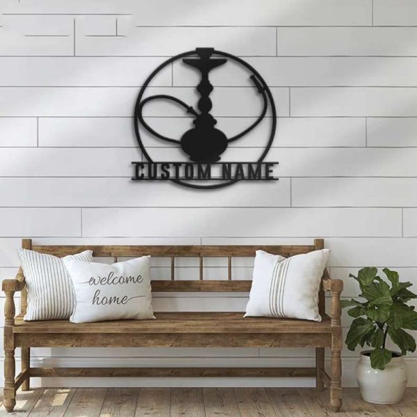 Shisha Hookah Smoke Name Sign Wall Art Smoking Personalized Metal Sign