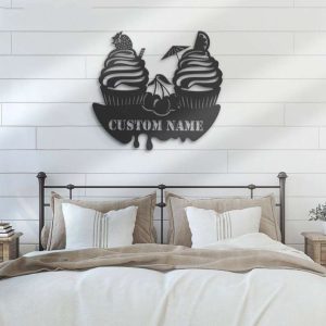 Sweet Ice Cream Cone Wall Art Cream Lover Personalized Metal Sign 3