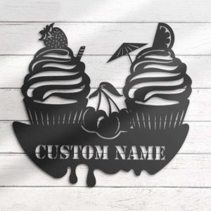 Sweet Ice Cream Cone Wall Art Cream Lover Personalized Metal Sign