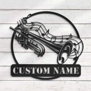 Trumpet Musical Instrument Personalized Trumpet Player Name Sign Music Room 4