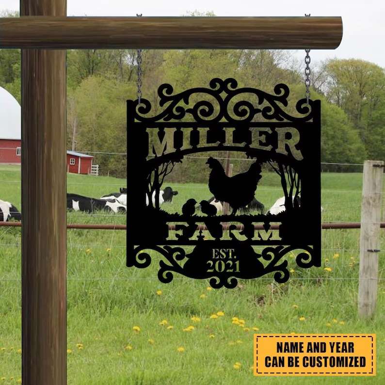 Vintage Chicken Coop Farm Metal Sign Farmhouse Decor Custom Farm Sign