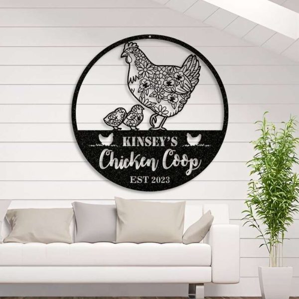 Vintage Chicken Coop Sign Chicken Hen House Farmhouse Personalized Farm Metal Sign