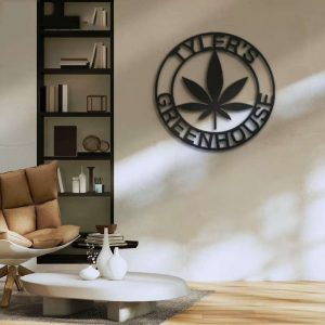Weed Cannabis Marijuana Name Greenhouse Bar Sign Wall Art Personalized Metal Sign Smoker Gift 1