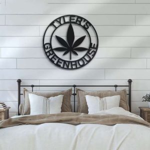 Weed Cannabis Marijuana Name Greenhouse Bar Sign Wall Art Personalized Metal Sign Smoker Gift 3
