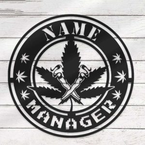 Weed Cannabis Name Manager Bar Sign Wall Art Personalized Metal Sign Smoker