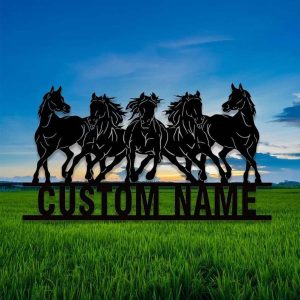 Wild Horse Sign Horse Ranch Farmhouse Farm Personalized Metal Horse Sign 3