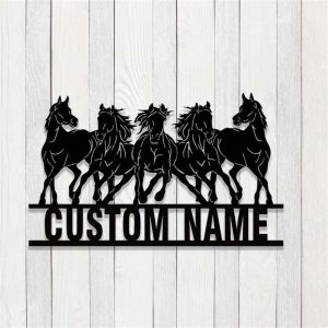 Wild Horse Sign Horse Ranch Farmhouse Farm Personalized Metal Horse Sign 4