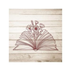 Wildflower Book Metal Wall Art Reading Sign Book Lover Gift