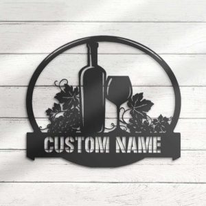 Wine Bar Alcohol Drinking Name Sign Personalized Metal Sign