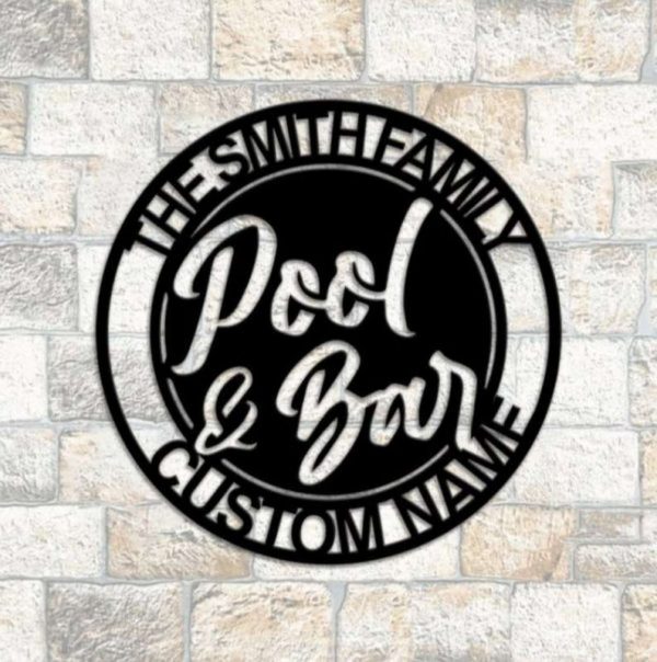 Custom Pool And Bar Metal Sign Poolside Paradise Sign Swimming Pool Decor