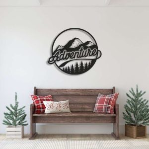 Adventure Mountain and Pine Tree Custom Metal Sign 3