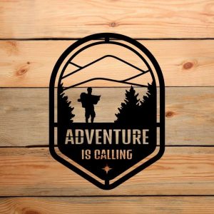 Adventure is Calling Camping Hiking Sign for Outdoorsy People Custom Metal Sign