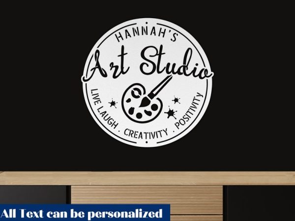 Art Studio Personalized Metal Wall Art Live Laugh Creative Positive Ispirational Quote Room Decor Gift for Who Love Painting and Artist