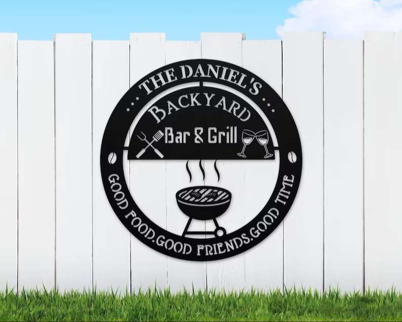 Custom Backyard Bar and Grill Metal Signs Firepit Pool Home Kitchen Decor  Good Food Good Friends Good Times Father's Day Gift for Dad - Custom Laser  Cut Metal Art & Signs, Gift