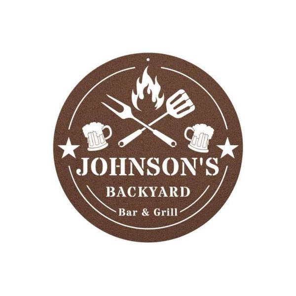 Backyard Bar and Grill Sign Chill and Grill Beer Bar Custom Name Sign Patio Kitchen Pool Decor Housewarming Gift