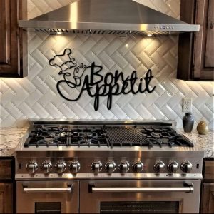 Bon Appetit Kitchen Dining Room Restaurant Rustic Decor Custom Metal Sign Chef Housewarming Gift 1