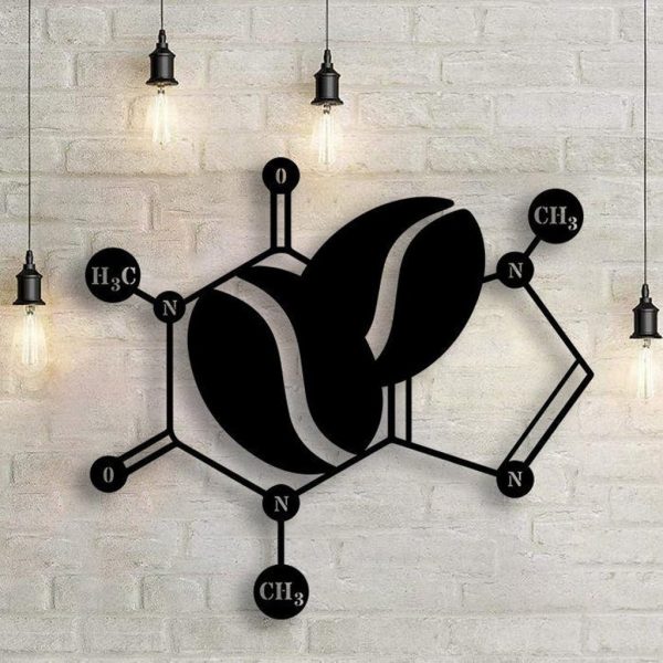 Caffeine Molecule Sign Biology Chemistry Science Metal Wall Art