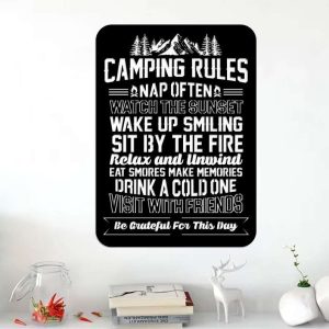 Camping Rules Camper Decor Custom Metal Sign 1