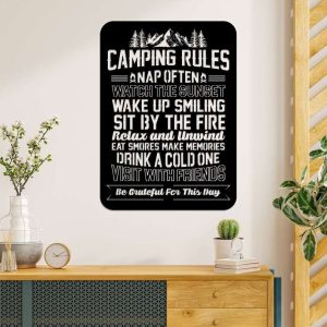 Camping Rules Camper Decor Custom Metal Sign