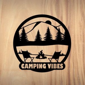 Camping Vibers Firepit Personalized Camping Metal Sign Happy Camper Campsite Decor Custom Metal Sign