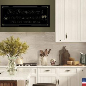 Coffee And Wine Bar Sign Personalized Metal Name Sign Home Bar Decoration 2