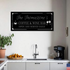 Coffee And Wine Bar Sign Personalized Metal Name Sign Home Bar Decoration 4